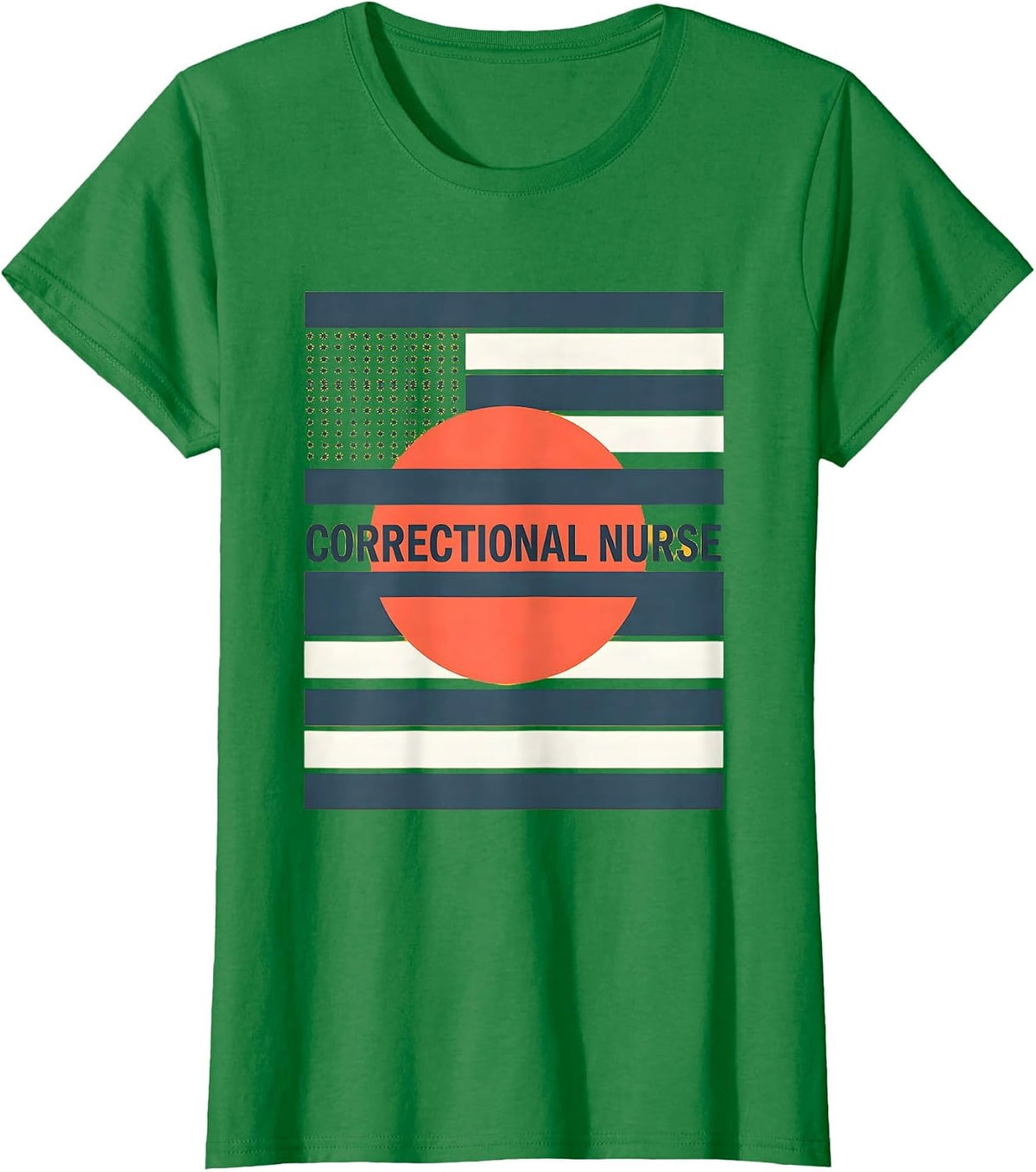 Women's Correctional Nurse Thin Silver Line Flag Occupational Pride T-Shirt - Kelly Green
