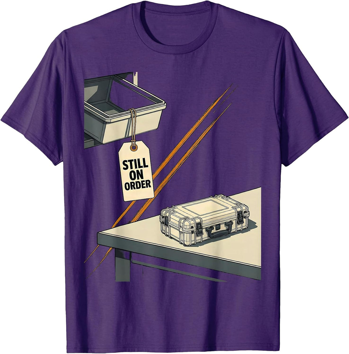 Still On Order Editorial Conceptual Auto Mechanic Waiting on T-Shirt - Purple