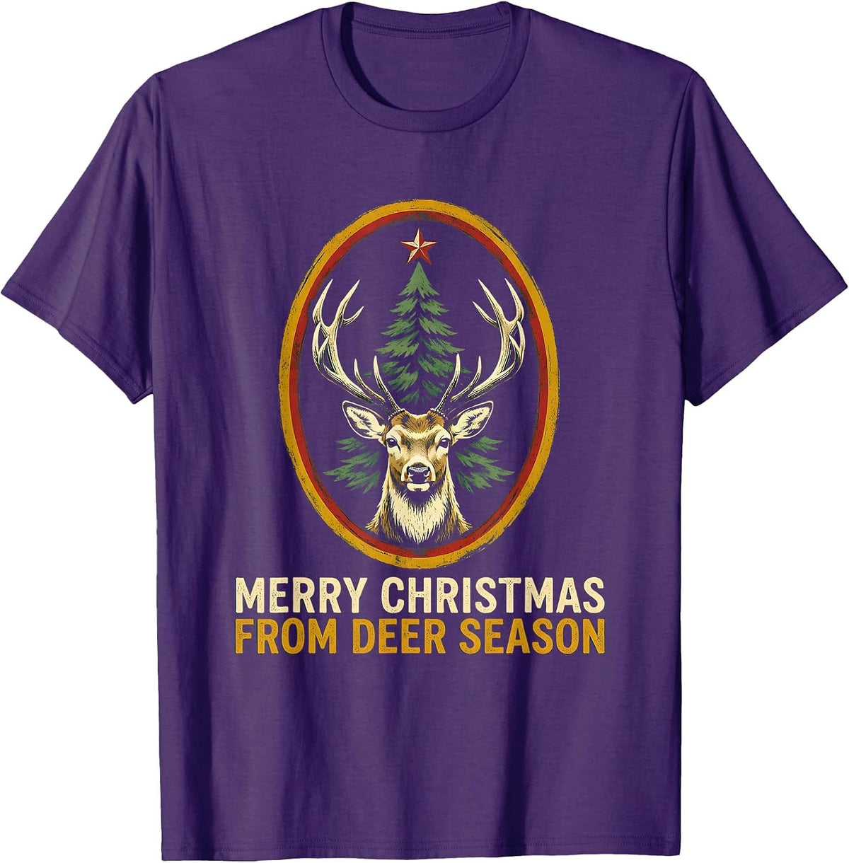 Men's Merry Christmas From Deer Season Funny Hunting Dad Christmas T-Shirt - Purple