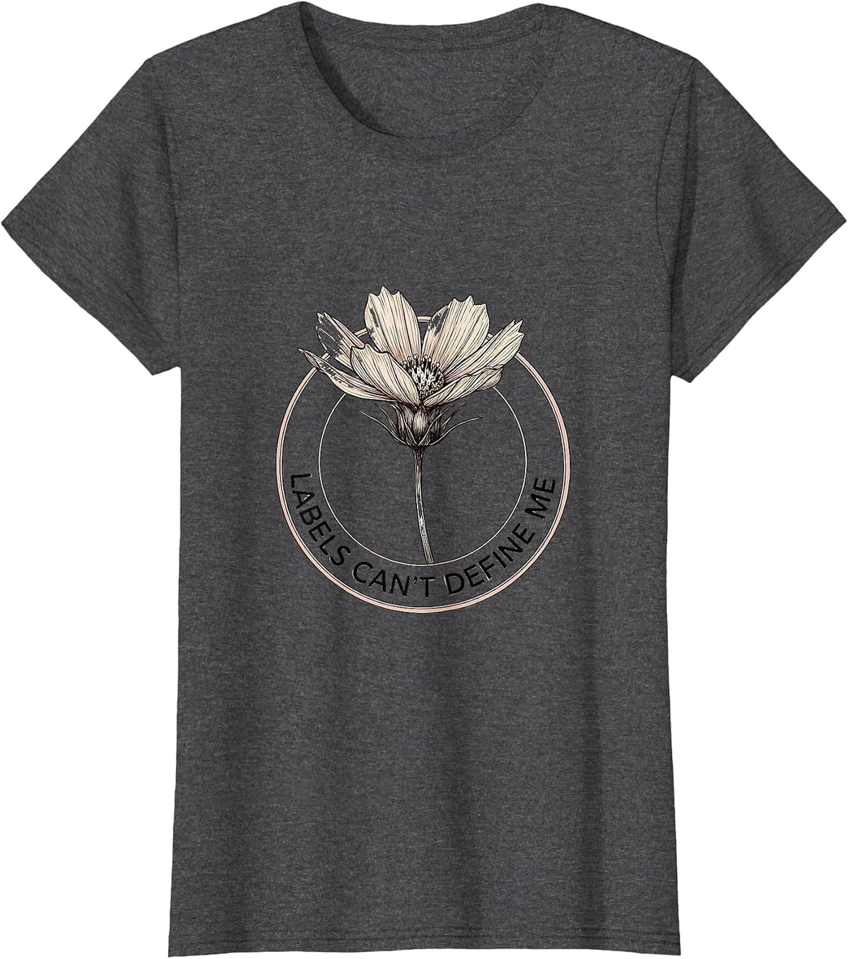 Women's Labels Can't Define Me Dyslexia Awareness Design T-Shirt - Dark Heather Grey