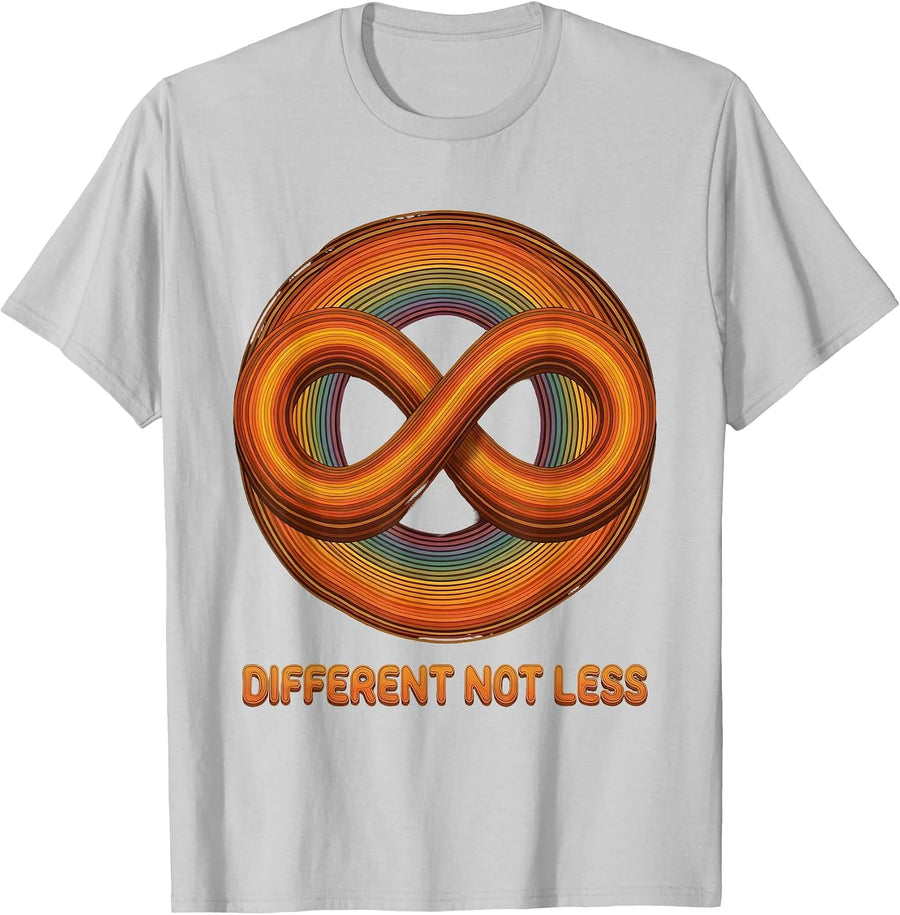 Different Not Less Autism Awareness Design T-Shirt, Men, Silver Grey, XX-Large - As Pictured