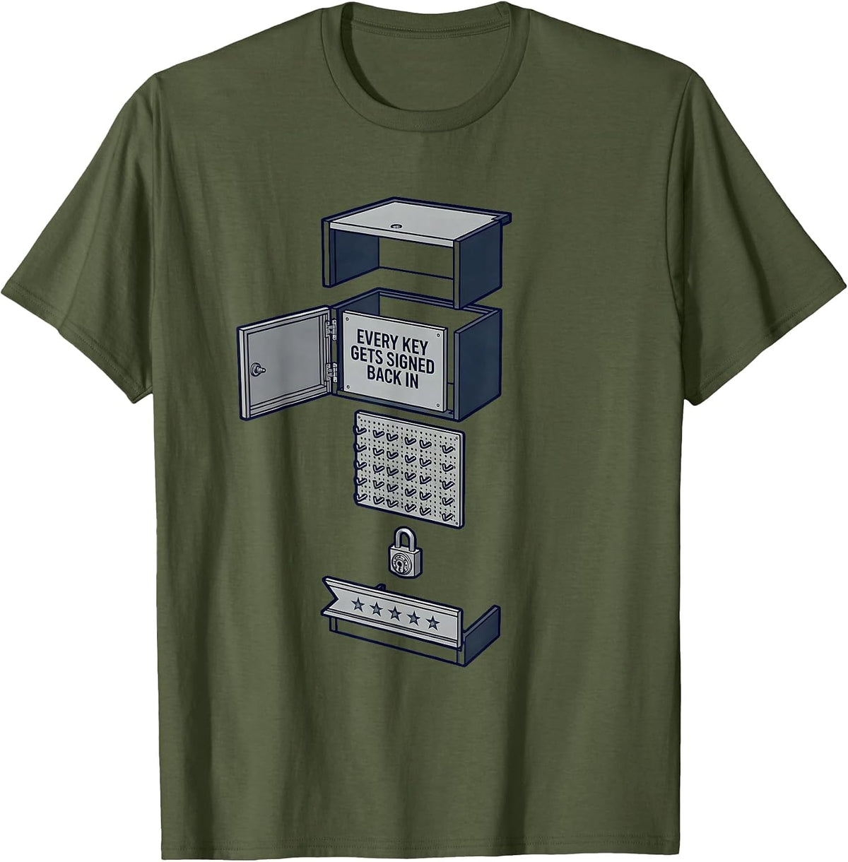 Men's Every Key Gets Signed Back In Funny First Responder T-Shirt - Olive Green