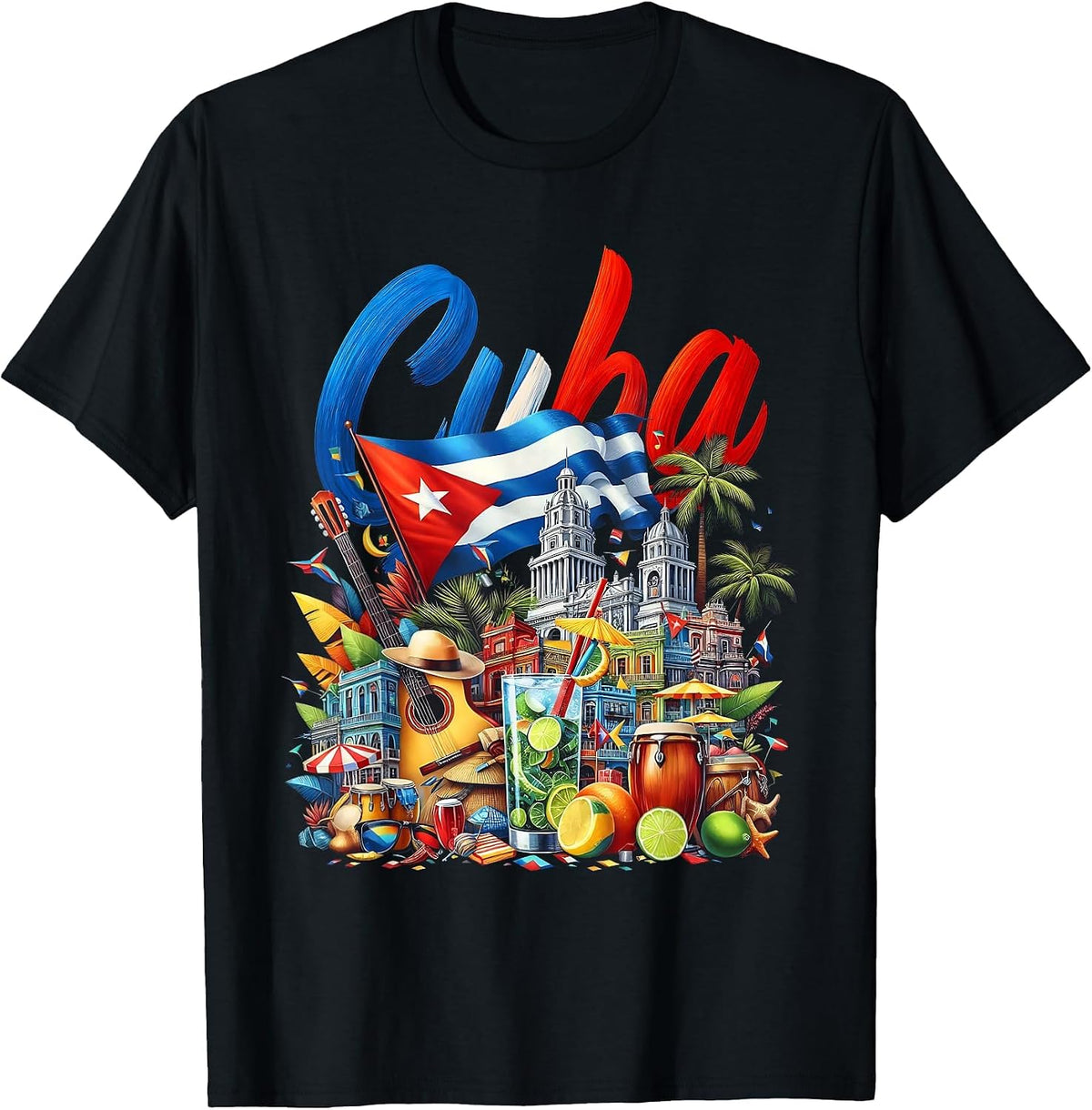 Cuba National Hispanic Heritage Month Cuban Flag T-Shirt - Black