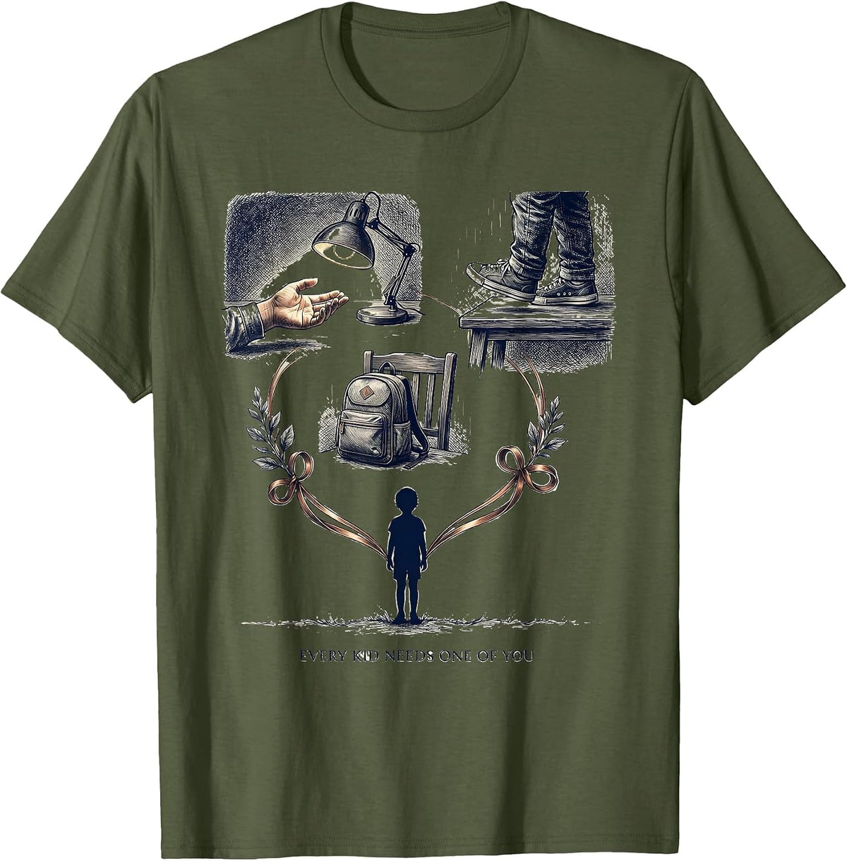Men's Every Kid Needs One Of You School Counselor Student Support T-Shirt - Olive Green