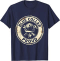 Blue Collar Proud Hard Worker Design T-Shirt - Navy Blue