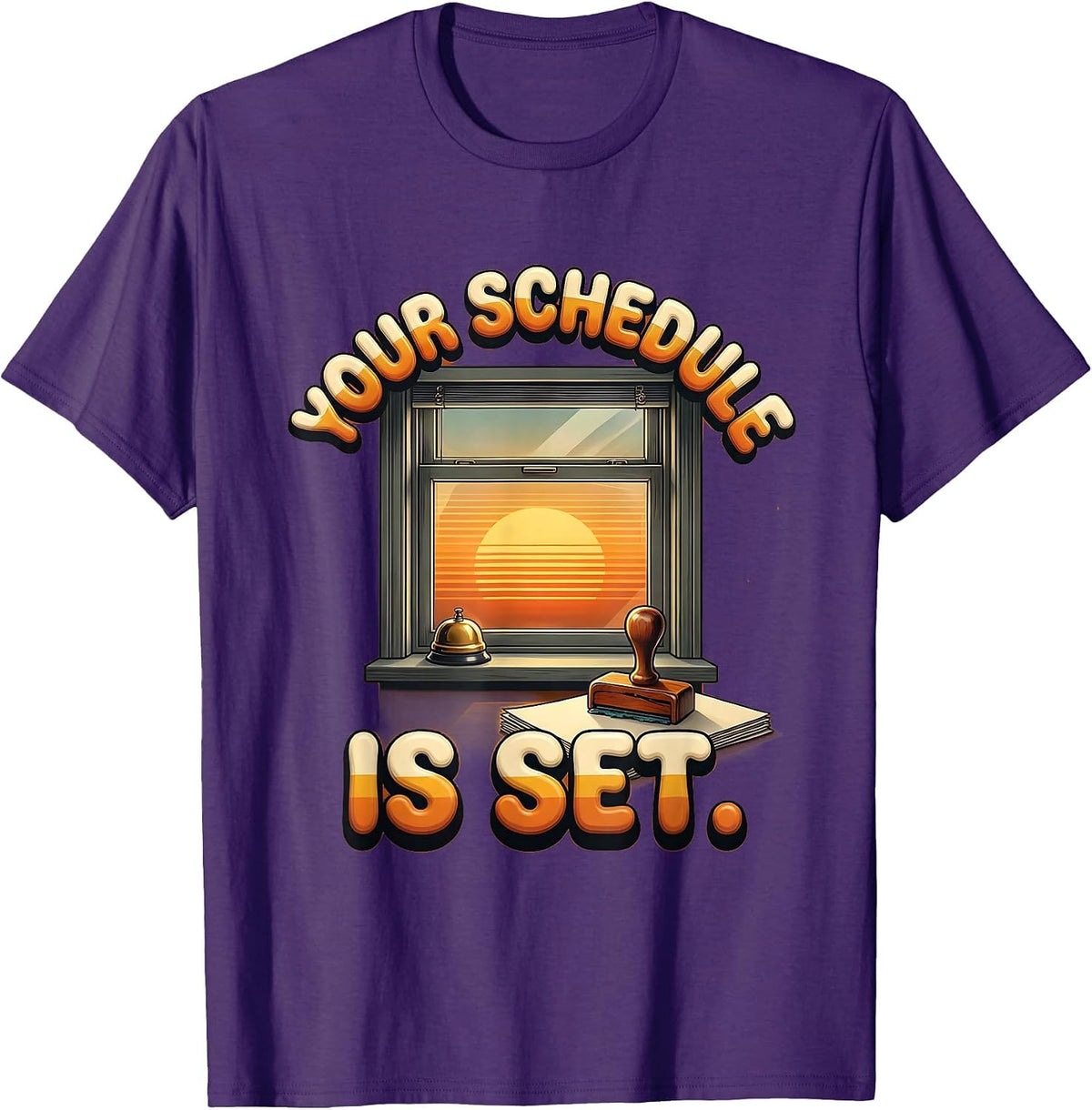 Men's Your Schedule Is Set Retro 70s School Counselor Schedule T-Shirt - Purple