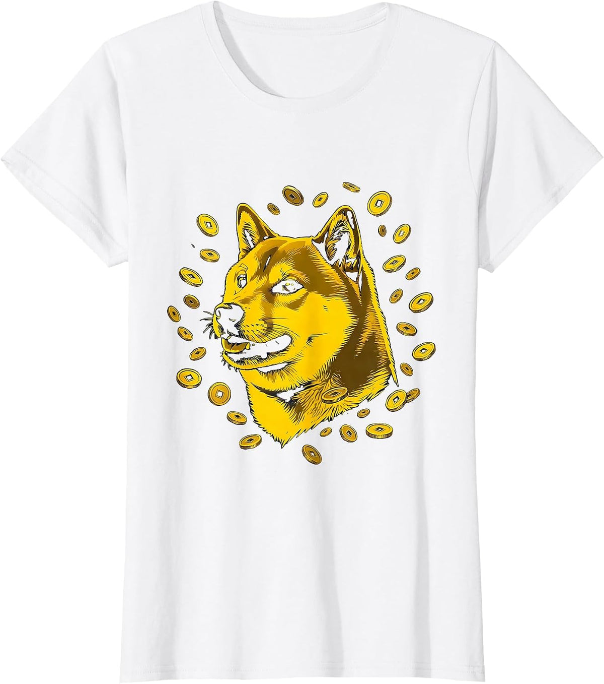 Doge Shiba Inu Crypto Coin Shower Meme Graphic T-Shirt - White