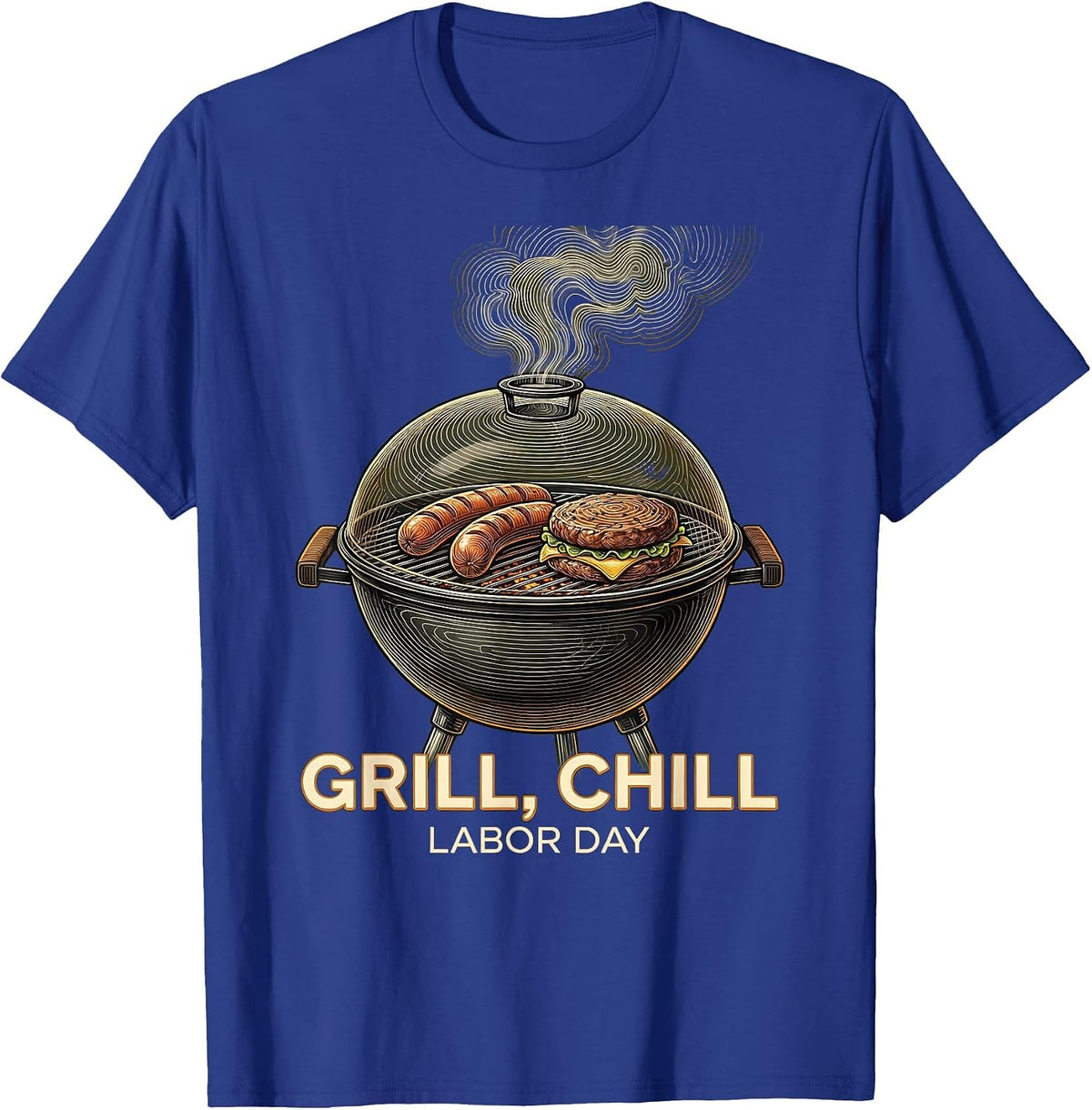 Grill Chill Labor Day Summer BBQ Design T-Shirt - Royal Blue