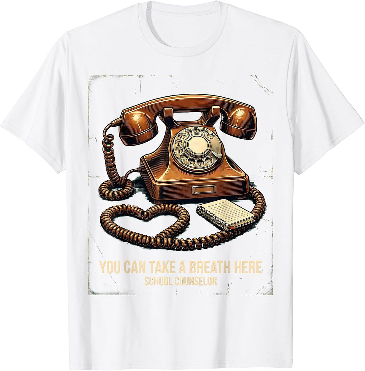 Men's You Can Take A Breath Here — School Counselor Vintage T-Shirt - White