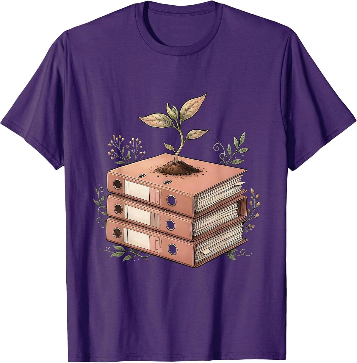 Men's Sped Teacher Growing Minds Plant Binder Graphic T-Shirt - Purple