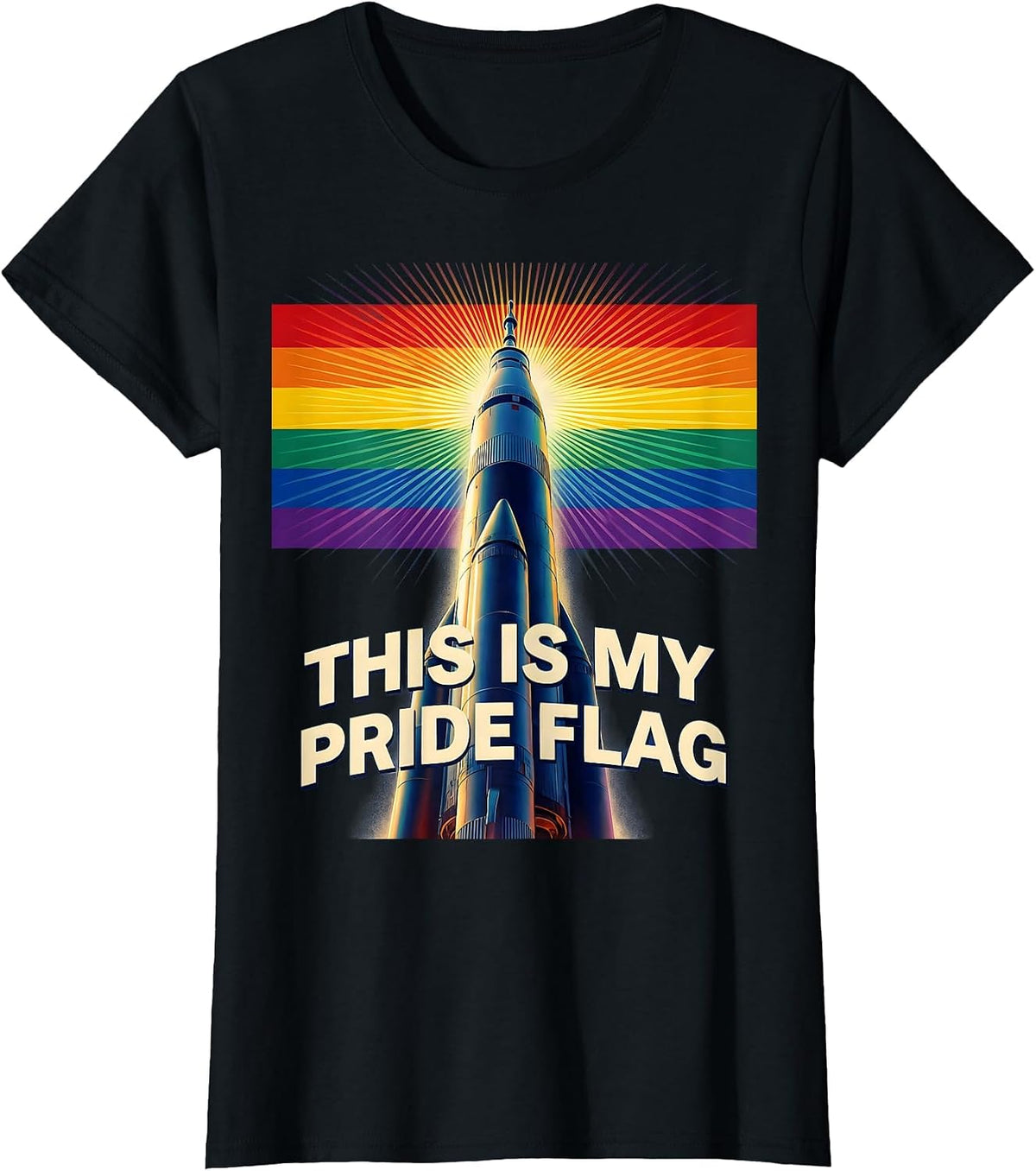 Women's This Is My Pride Flag Celebration Design T-Shirt - Black