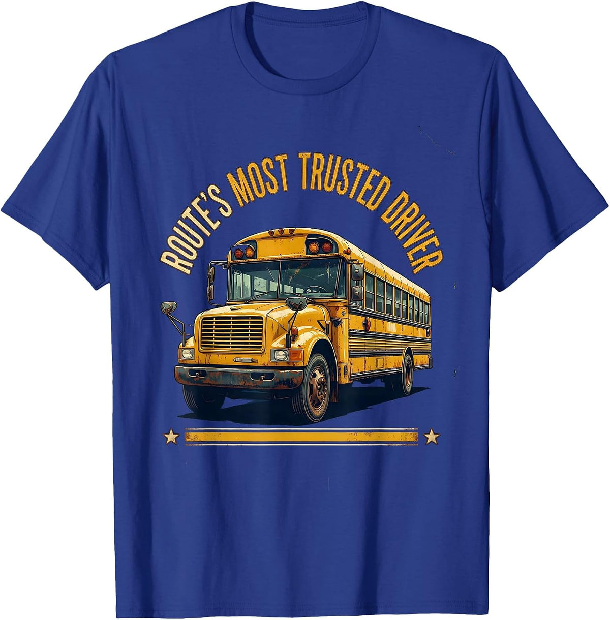 Men's Route's Most Trusted Driver Vintage School Bus Driver Humor T-Shirt - Royal Blue
