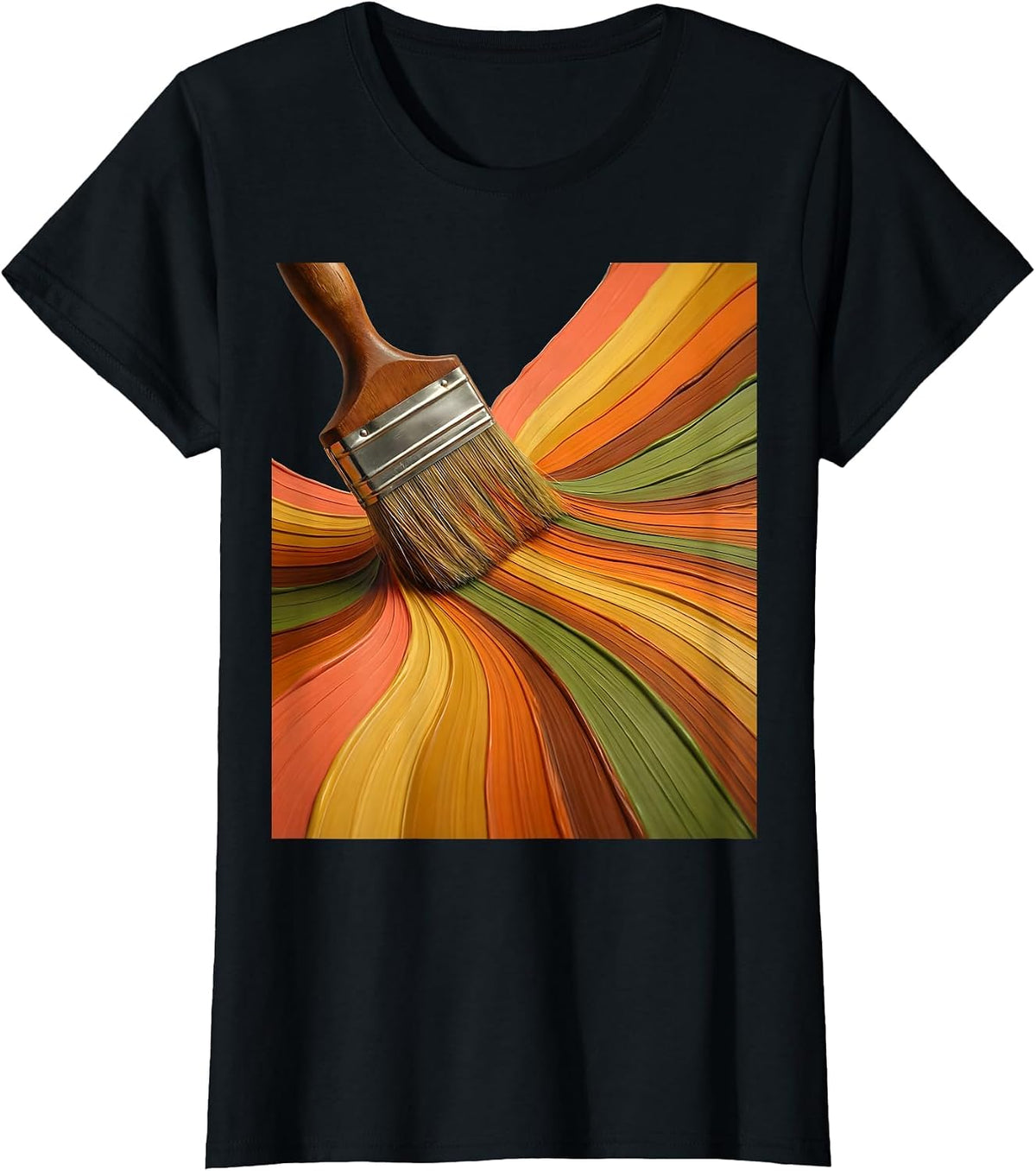 Women's Special Education Teacher Rainbow Paintbrush Art T-Shirt - Black