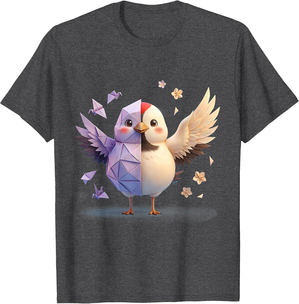 Autism Awareness Origami Crane Unfolding Into Flight T-Shirt - Dark Heather Grey