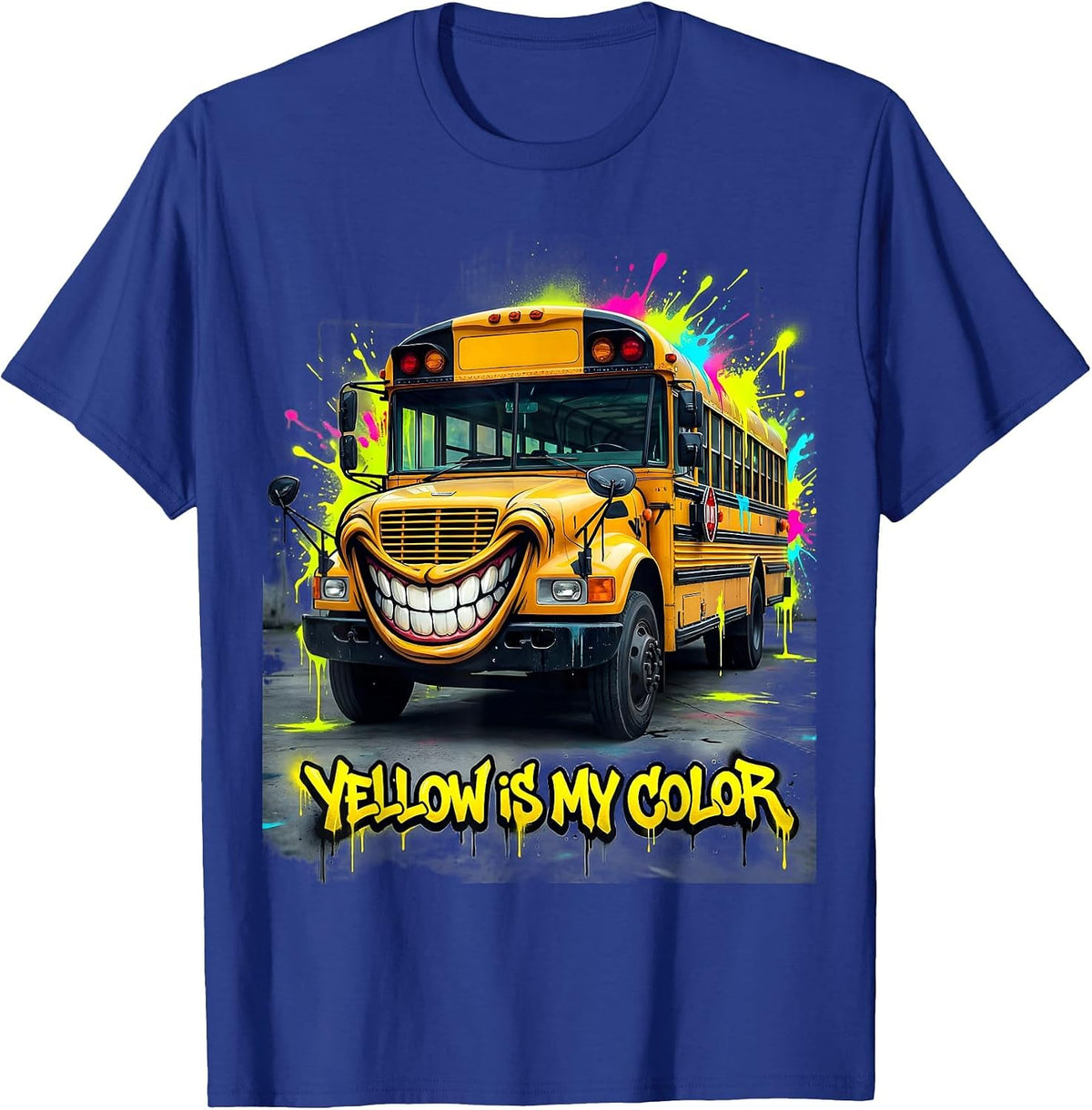 Yellow Is My Color School Bus Driver Design T-Shirt - Royal Blue