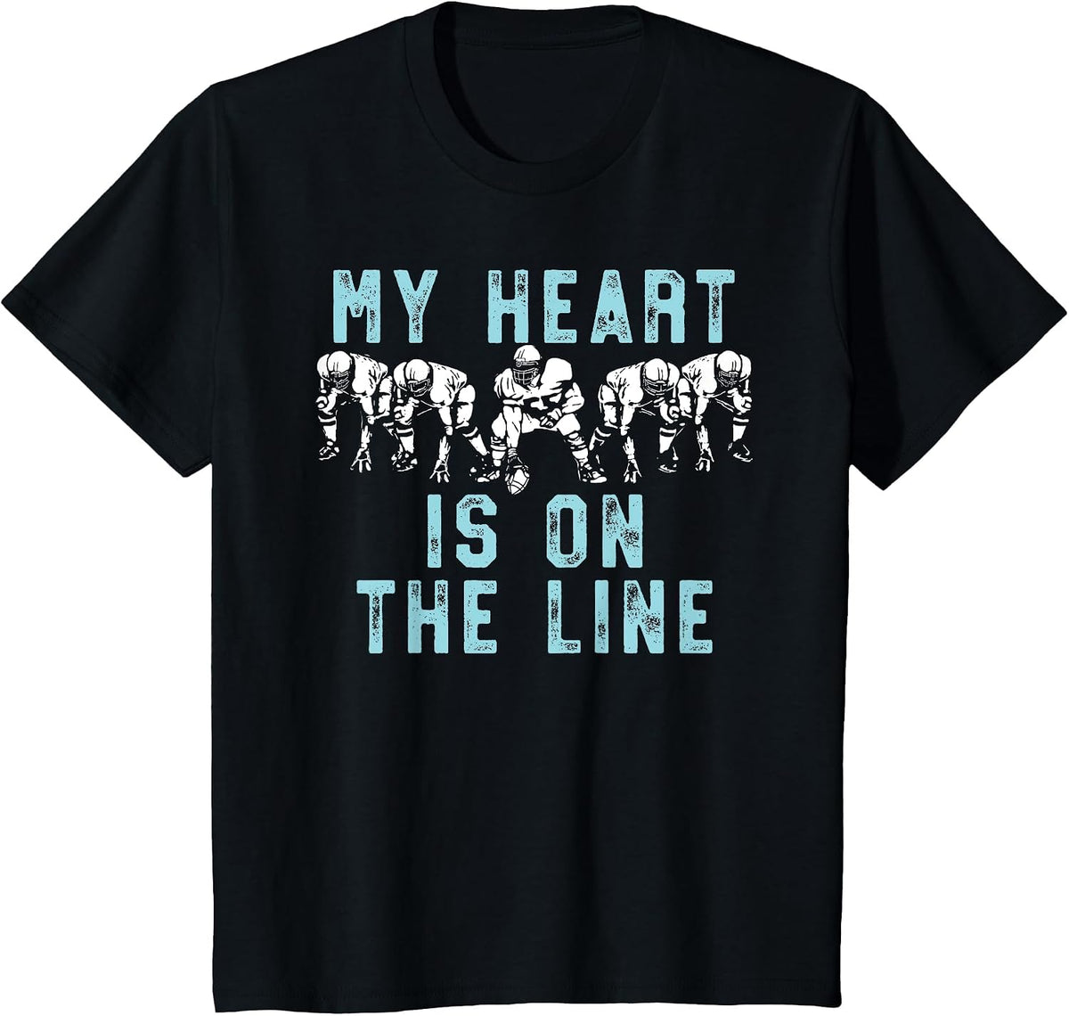 My Heart is On The Line Funny Offensive Line Football Parent T-Shirt - Black