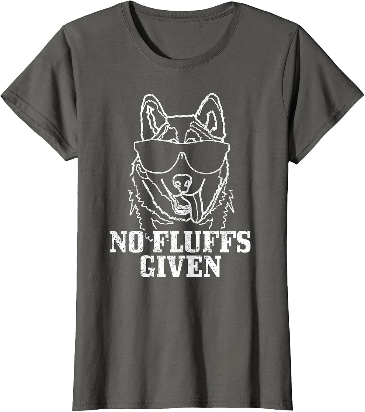 No Fluffs Given German Shepherd Akita Dog Mom Dad Funny T-Shirt - Asphalt Grey