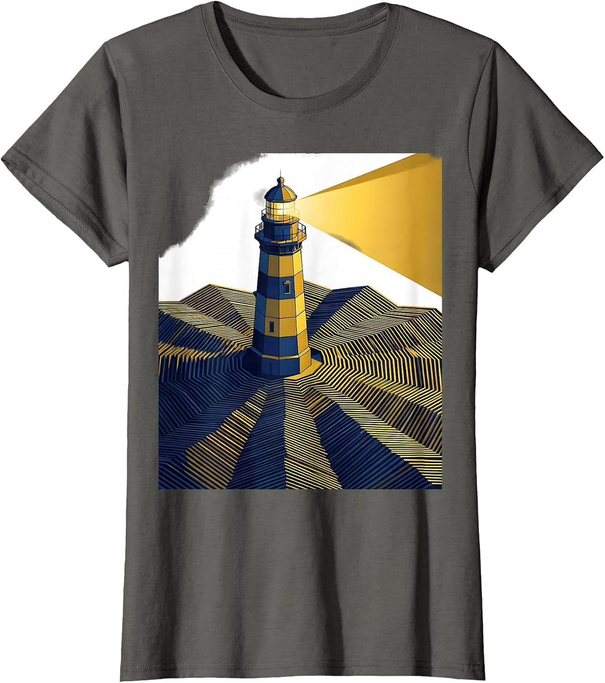 Women's Autism Awareness Lighthouse Stormy Waves Design T-Shirt - Asphalt Grey
