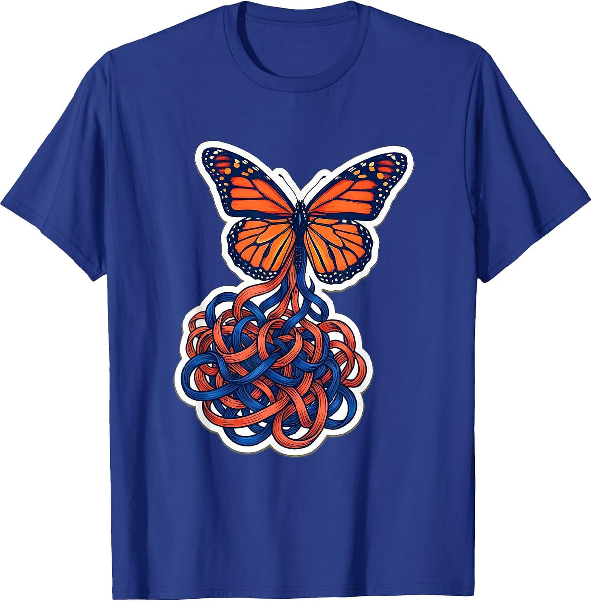 Dyslexia Tangled Letters Unraveling Butterflies T-Shirt - Royal Blue