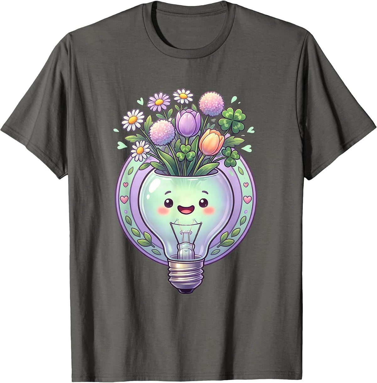 Special Education Teacher Wildflower Lightbulb T-Shirt - Asphalt Grey
