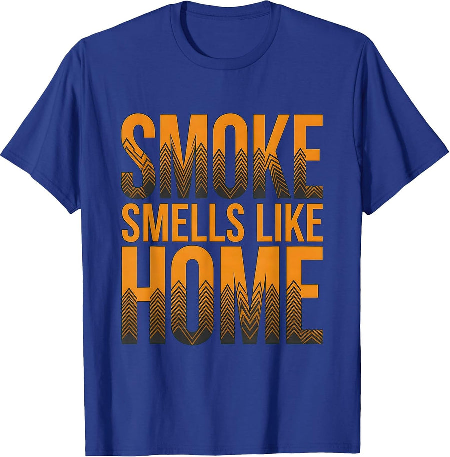 Smoke Smells Like Home Camping Design T-Shirt - Royal Blue