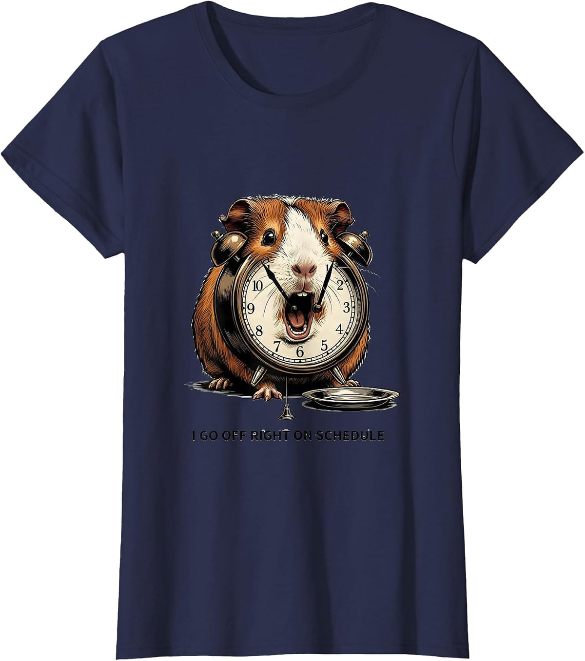 Women's I Go Off Right On Schedule Funny Guinea Pig Cavy Lover Gift T-Shirt - Navy Blue