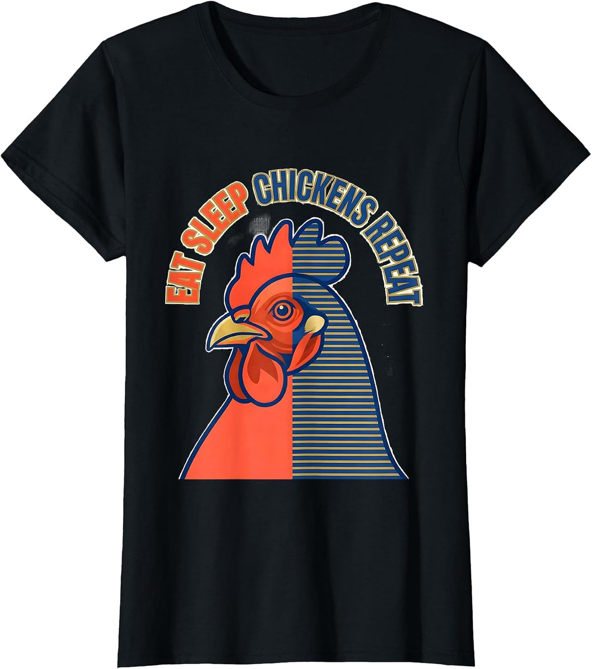 Women's Eat Sleep Chickens Repeat Funny Chicken Design T-Shirt - Black