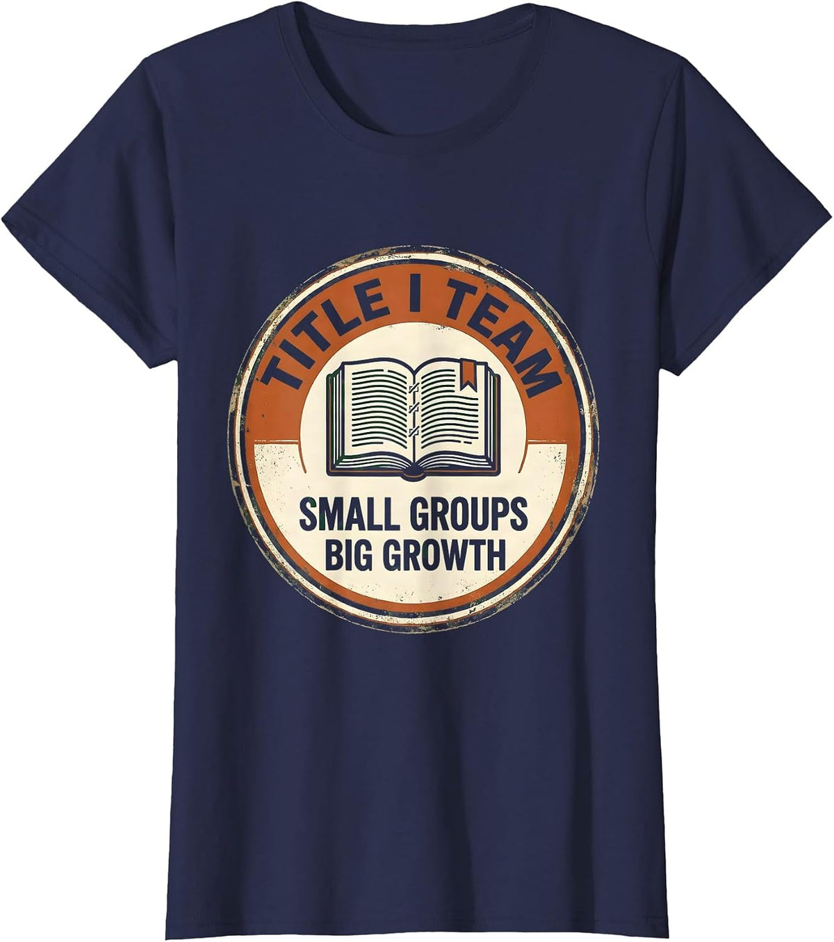 Women's Title I Team Small Groups Big Growth Teacher T-Shirt - Navy Blue