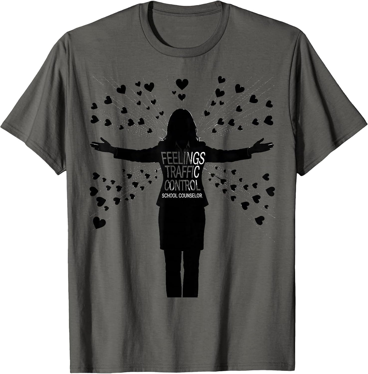 Feelings Traffic Control — School Counselor Appreciation T-Shirt - Asphalt Grey