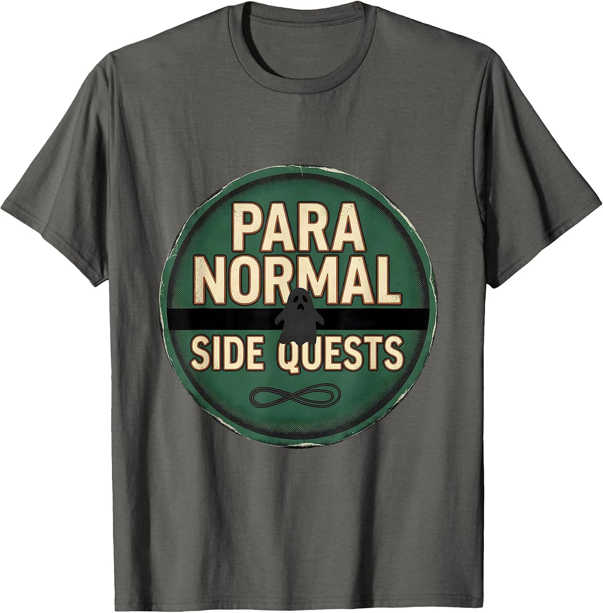 Men's Para Normal Side Quests Vintage Ghost Para Teacher Halloween T-Shirt - Asphalt Grey