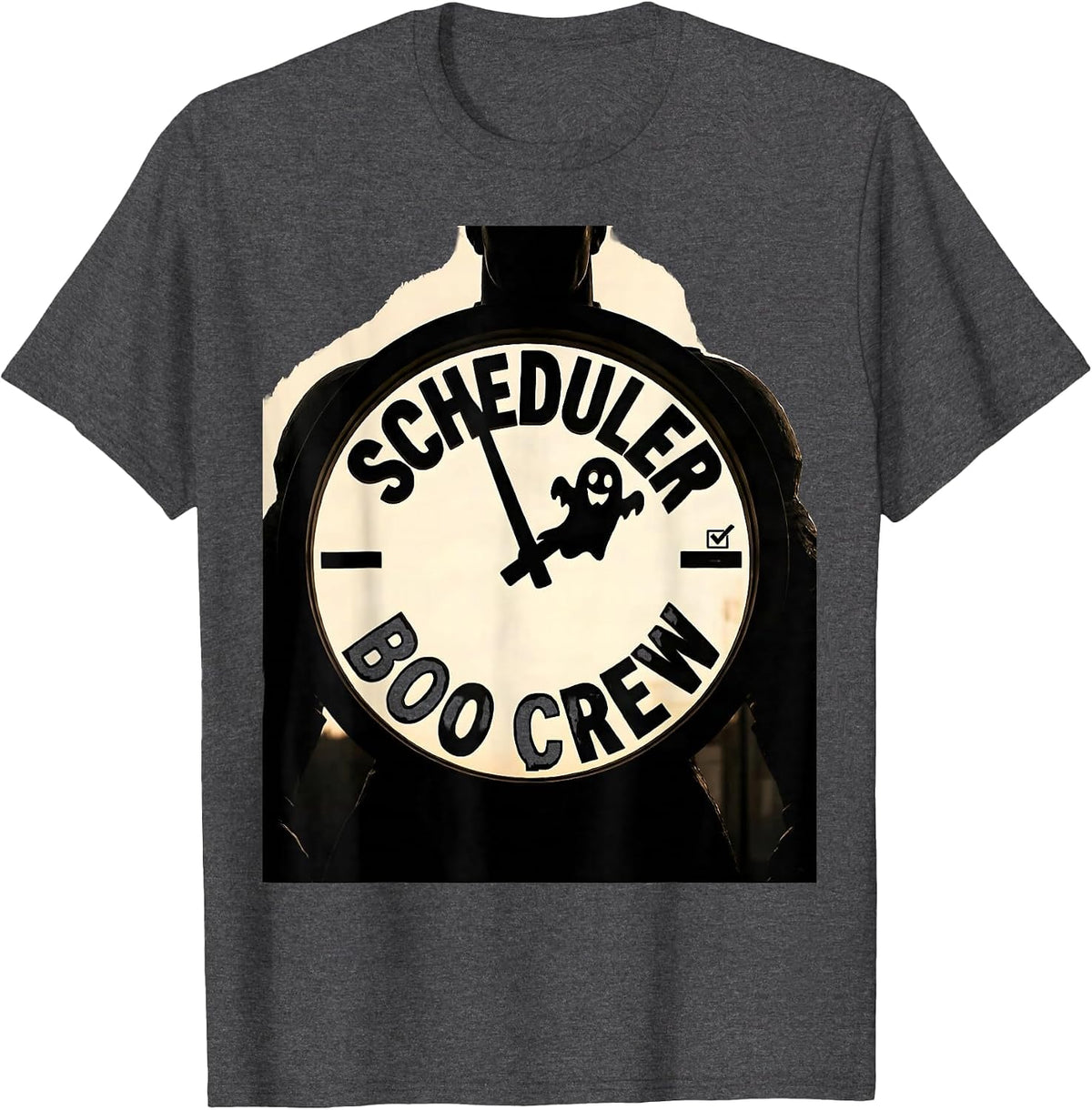 Men's Scheduler Boo Crew Funny Workplace Halloween Matching T-Shirt - Dark Heather Grey