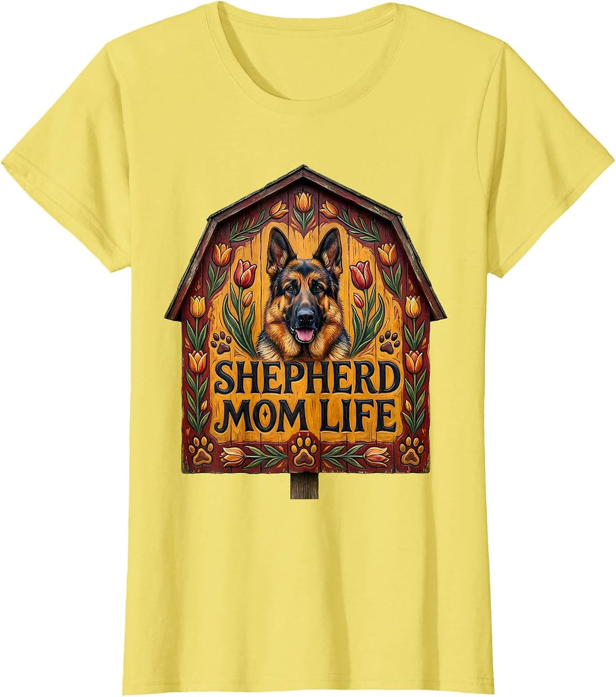 Shepherd Mom Life German Shepherd Dog Parent Design T-Shirt - Lemon Yellow