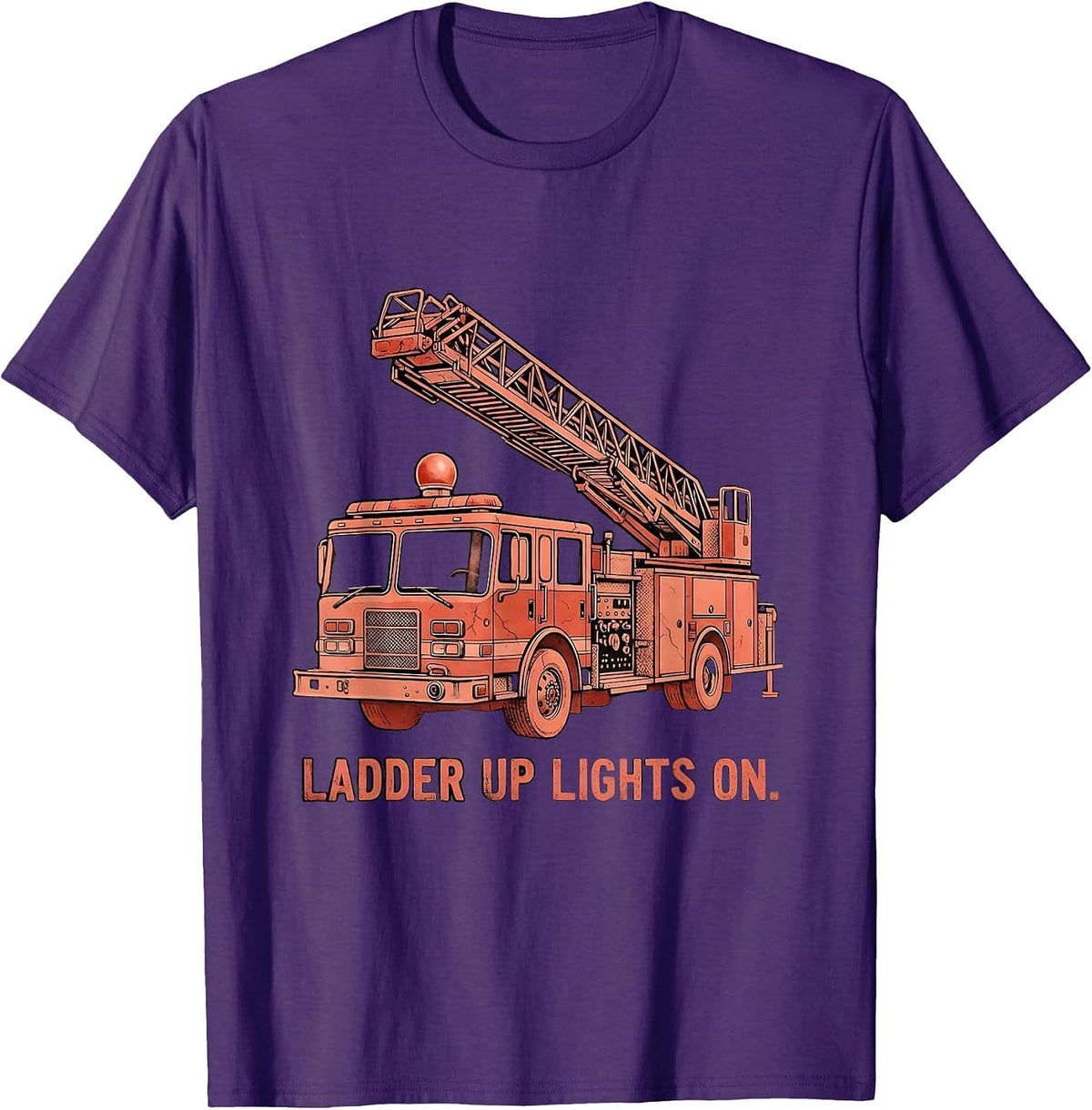 Ladder Up Lights On Firefighter Graphic Design T-Shirt - Purple