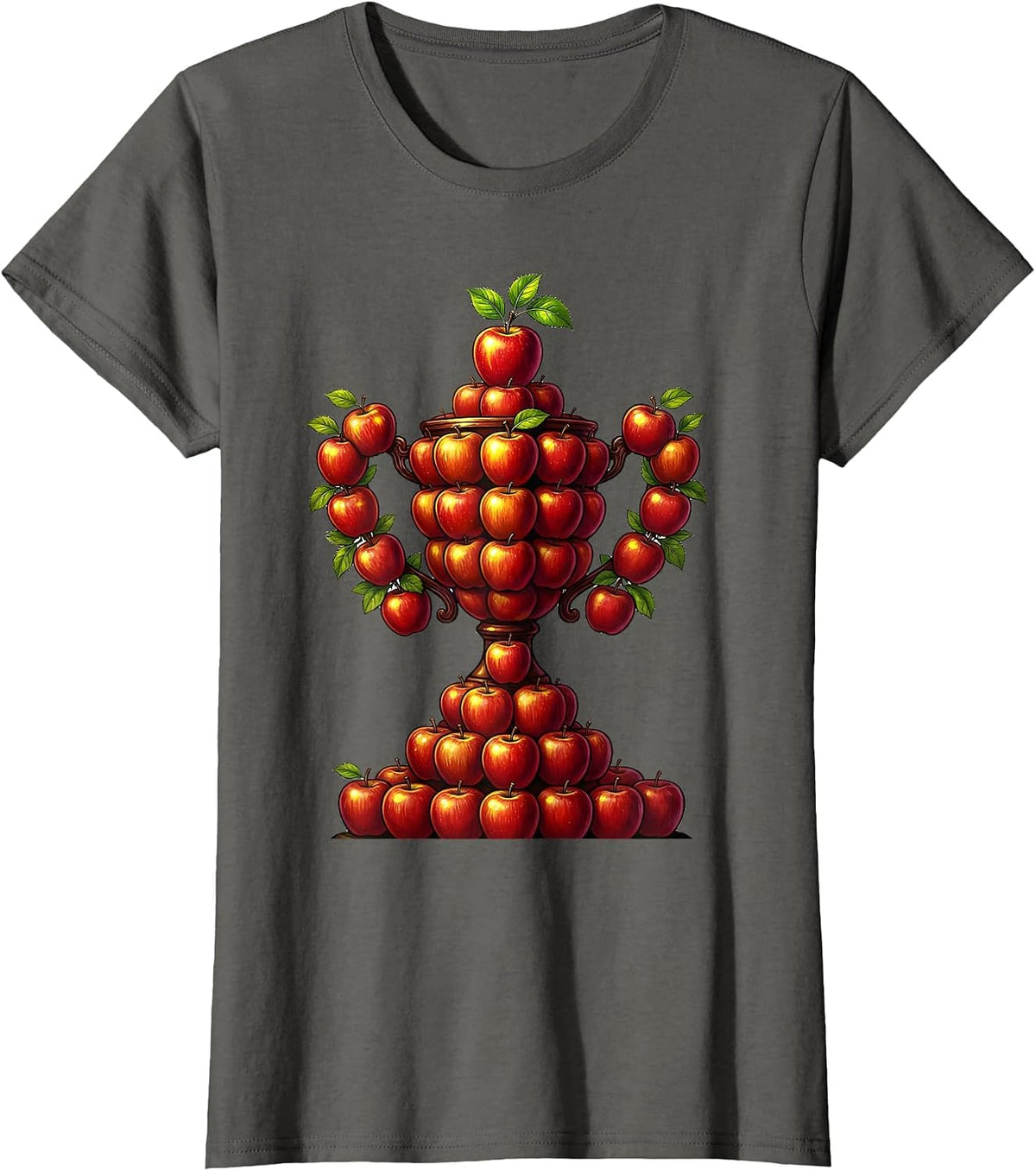 Women's Sped Teacher Apple Trophy Graphic Tee T-Shirt - Asphalt Grey