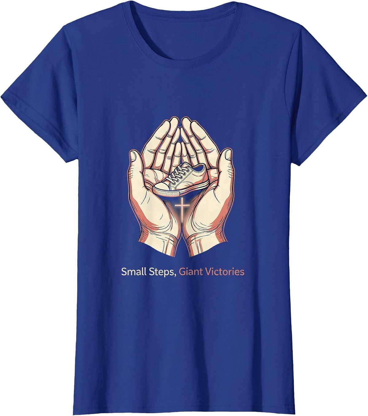 Women's Small Steps Giant Victories Sped Teacher Design T-Shirt - Royal Blue