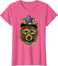 Bear Animal Lover Cute Mardi Gras Carnival Jester T-Shirt, Women, Pink Heather, X-Large - As Pictured