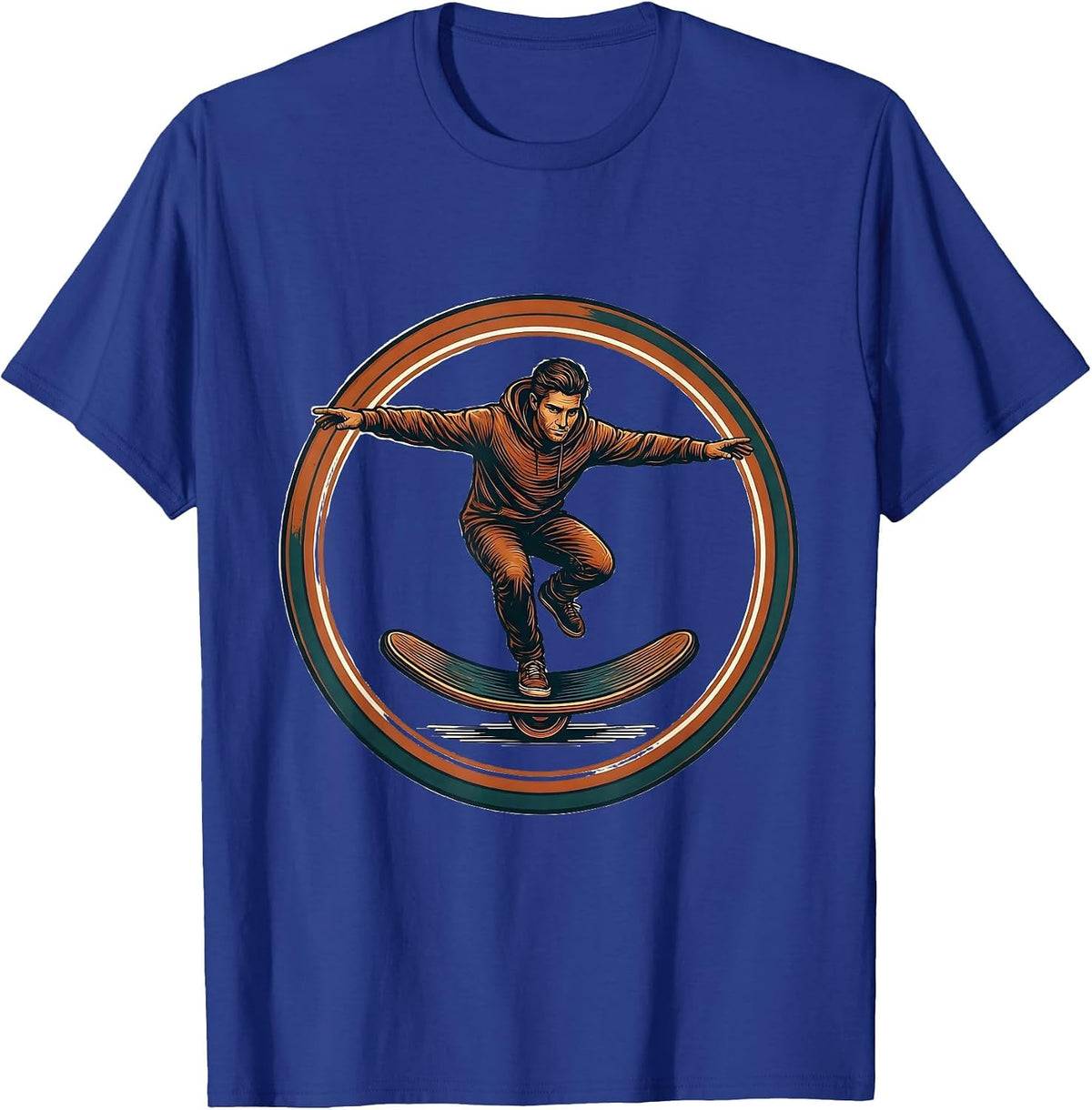 Men's Physical Therapy Balance Wobble Board Illustration T-Shirt - Royal Blue