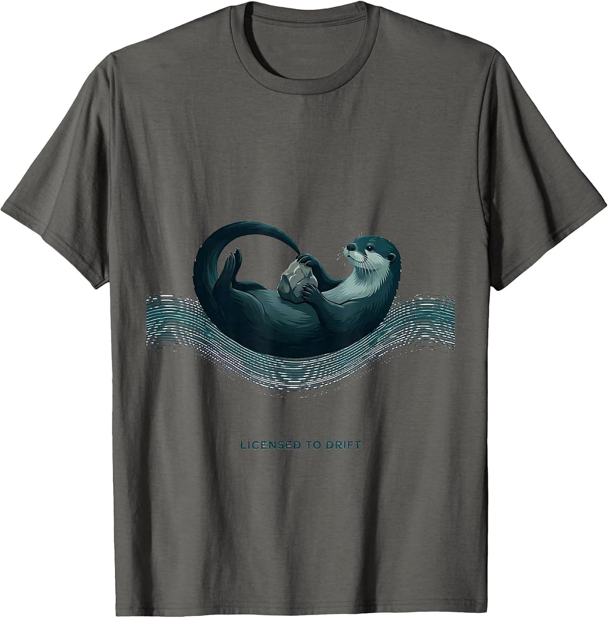 Licensed to Drift Funny Otter Lover Sea Animal Humor Gift T-Shirt - Asphalt Grey