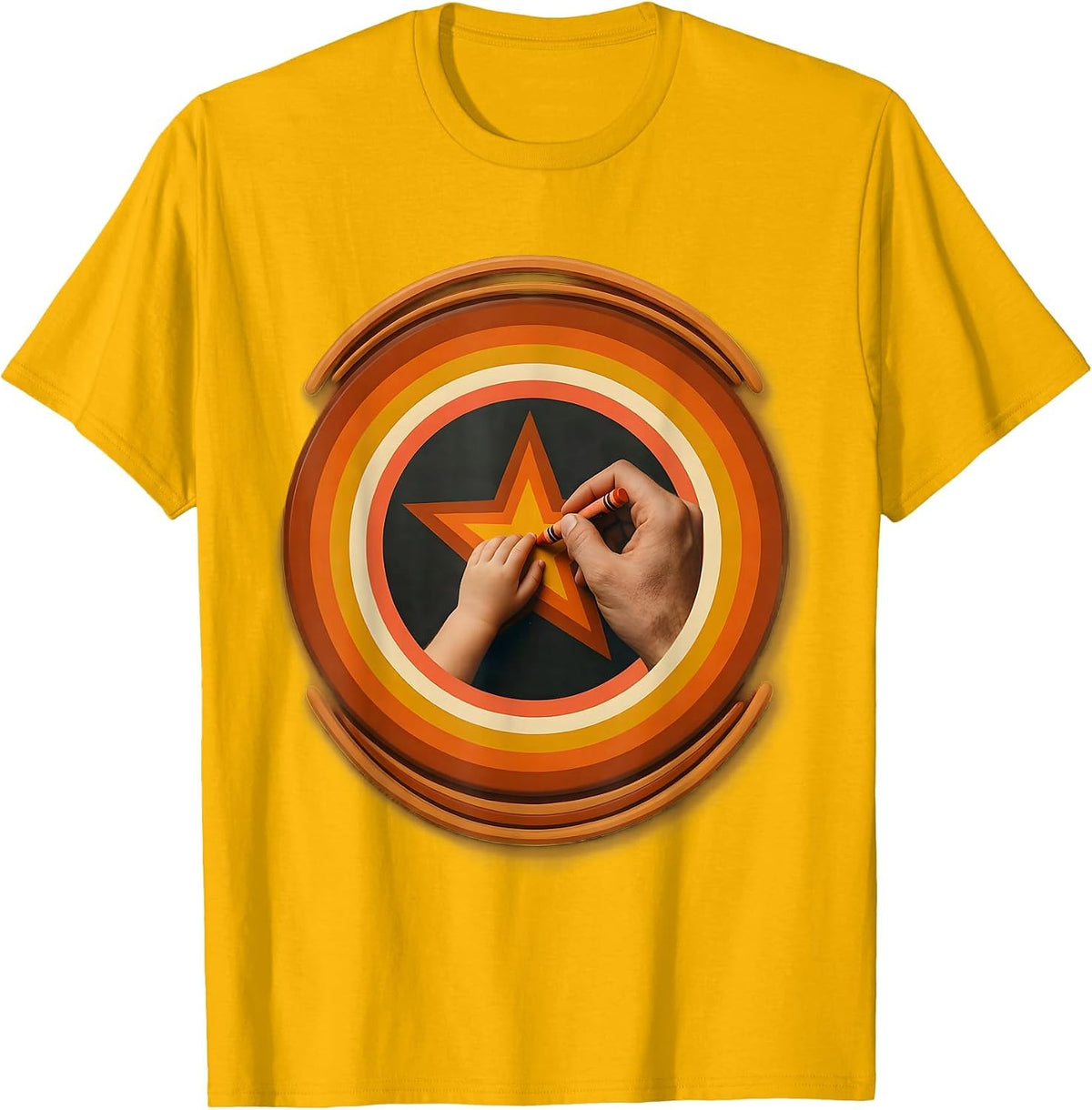 Men's Special Education Teacher Guiding Hand Drawing Star T-Shirt - Golden Yellow