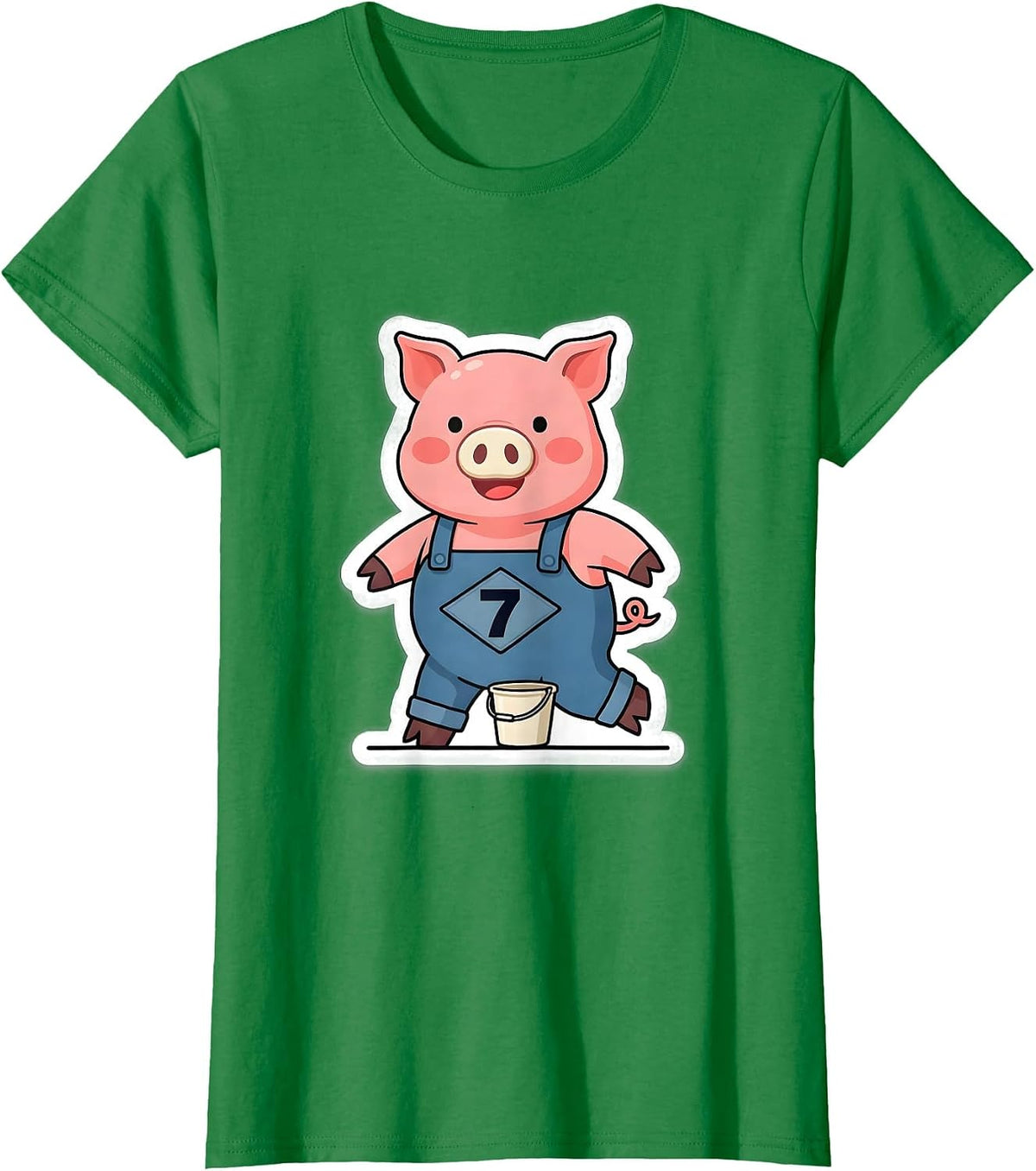 Women's 7 Funny Pig Lover Halloween Costume T-Shirt - Kelly Green