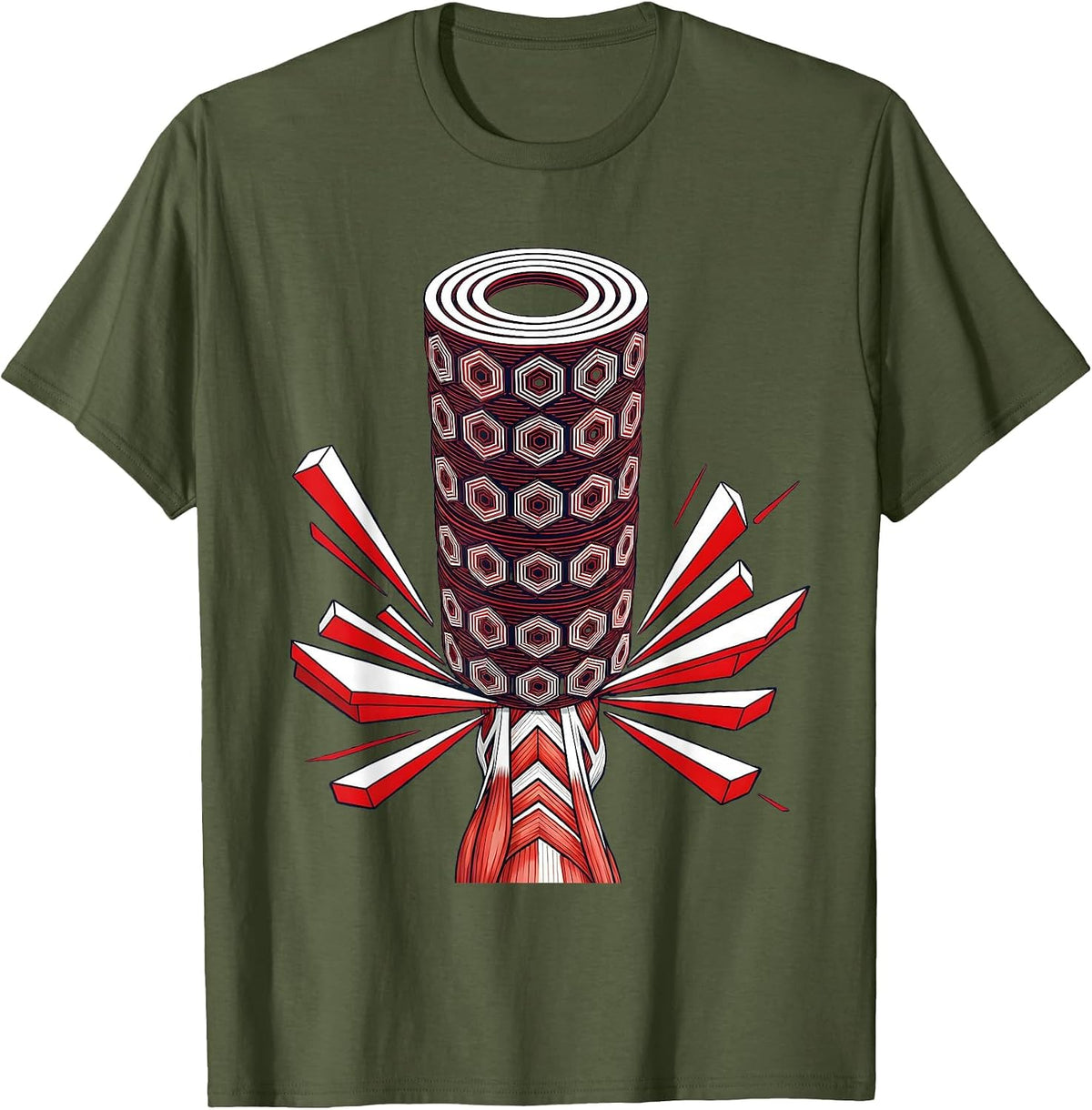 Foam Roller Leg Muscle Anatomy Physical Therapy T-Shirt - Olive Green