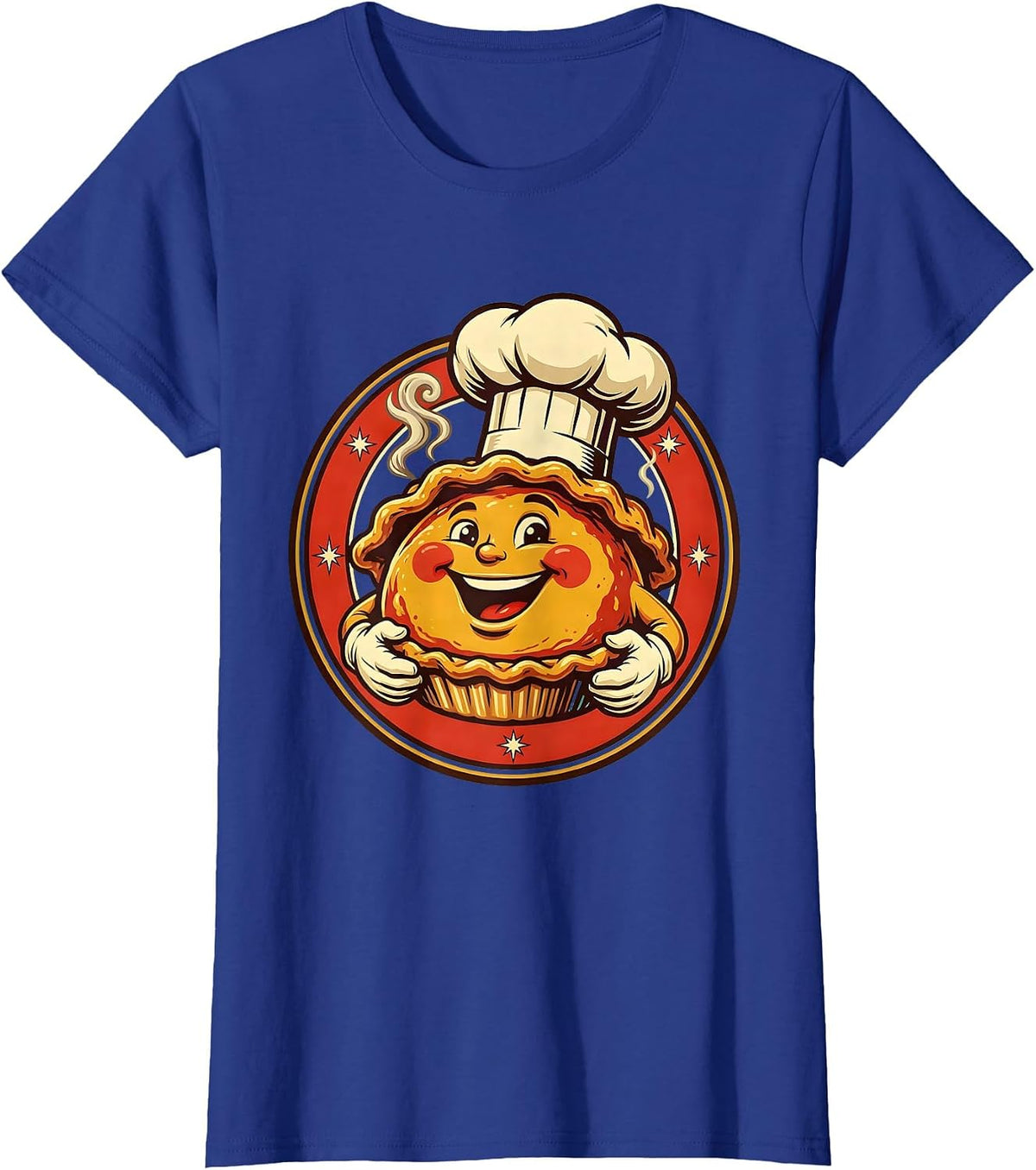 Women's Good Fellow Smiling Chef Presenting Steaming Pie T-Shirt - Royal Blue