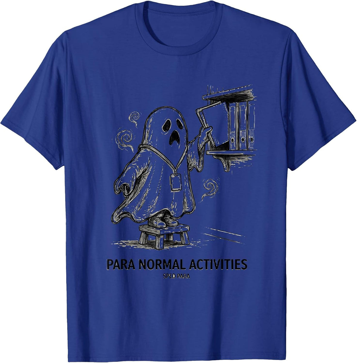 Men's Para Normal Activities SPED Para Ghost Halloween T-Shirt - Royal Blue