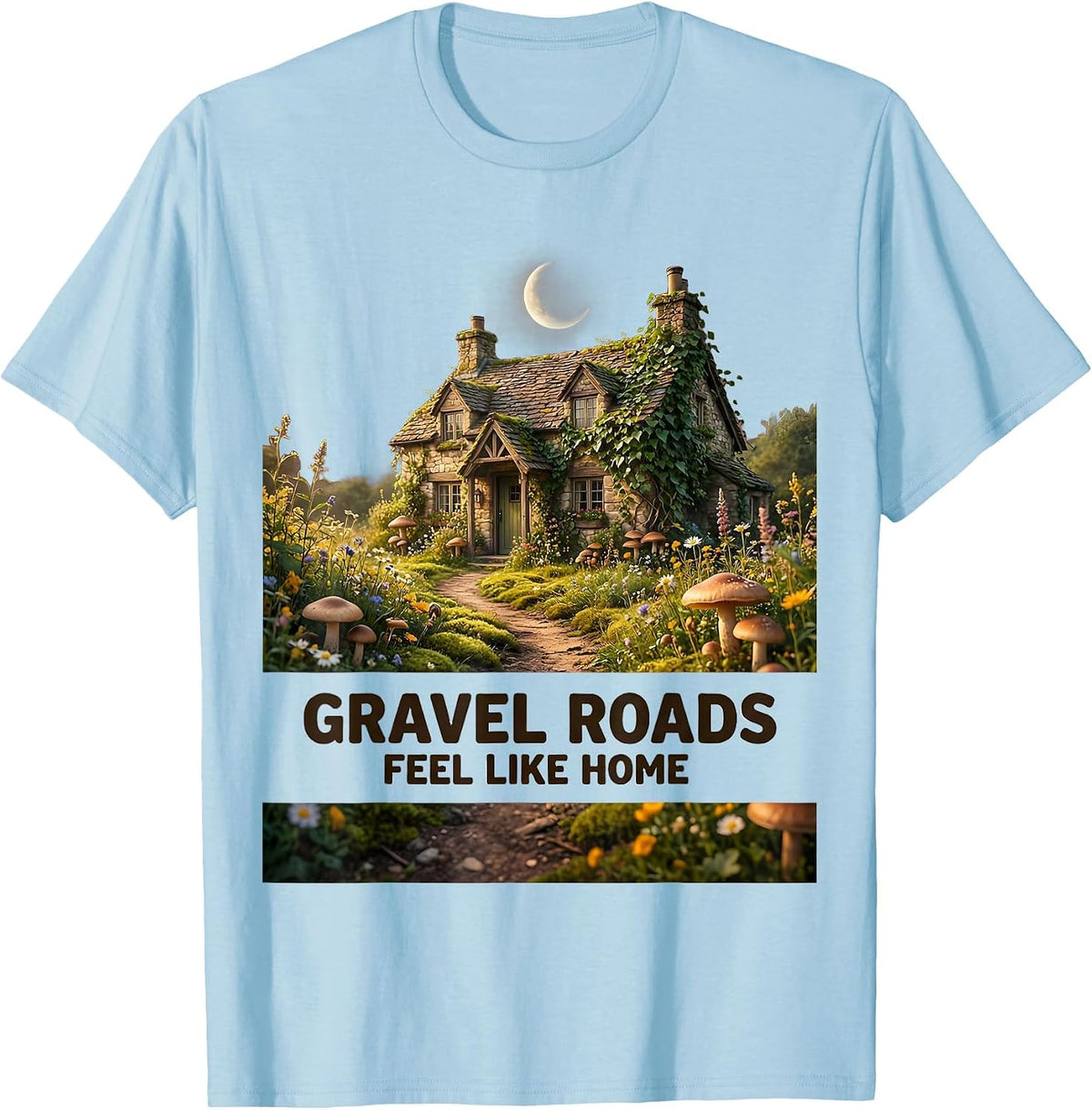 Men's Gravel Roads Feel Like Home Adventure Design T-Shirt - Baby Blue