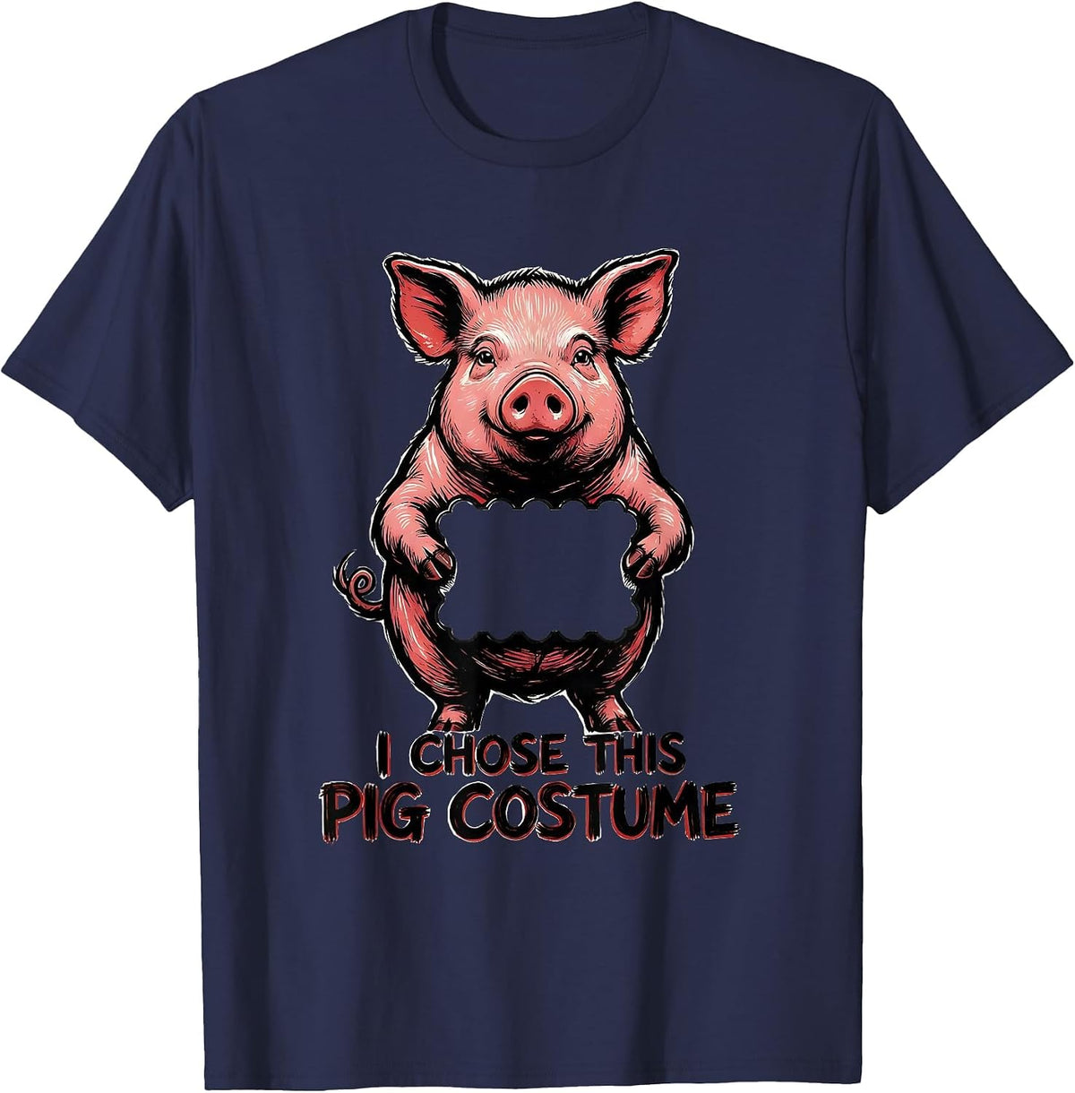 Men's I Chose This Pig Costume Funny Pig Lover Halloween T-Shirt - Navy Blue