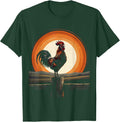 Men's Rooster Crowing on Fence Post Graphic T-Shirt - Dark Green