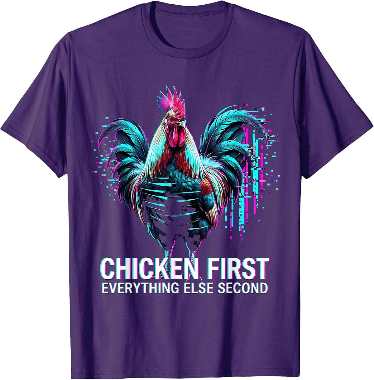 Men's Chicken First Everything Else Second Funny Design T-Shirt - Purple