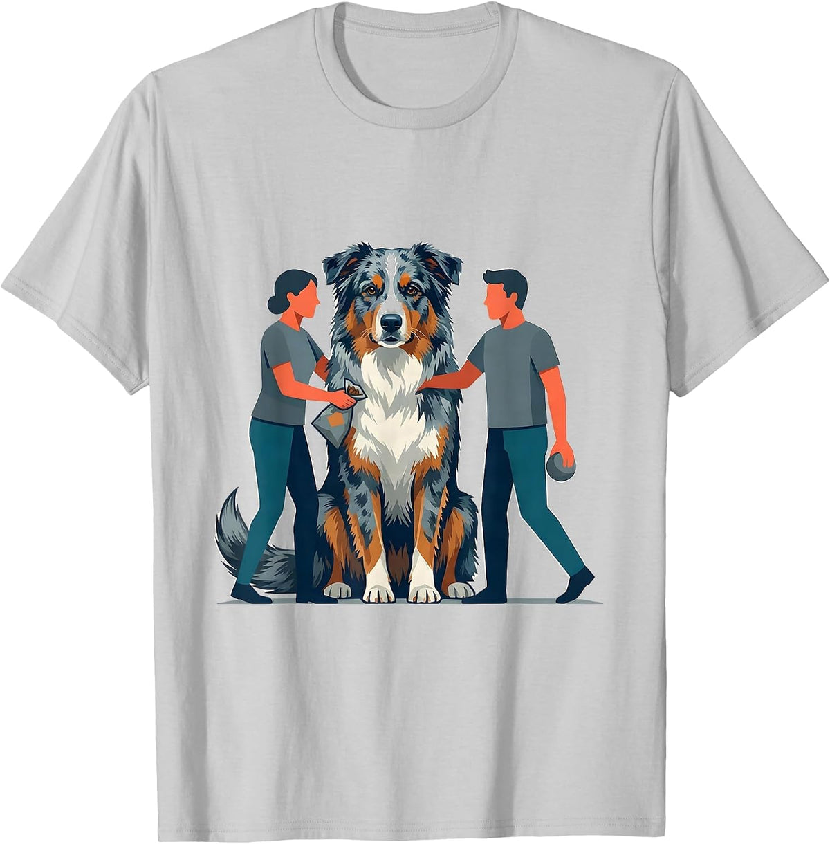 Men's Blue-Merle Australian Shepherd Dog Owner Funny Mom Dad Gift T-Shirt - Silver Grey
