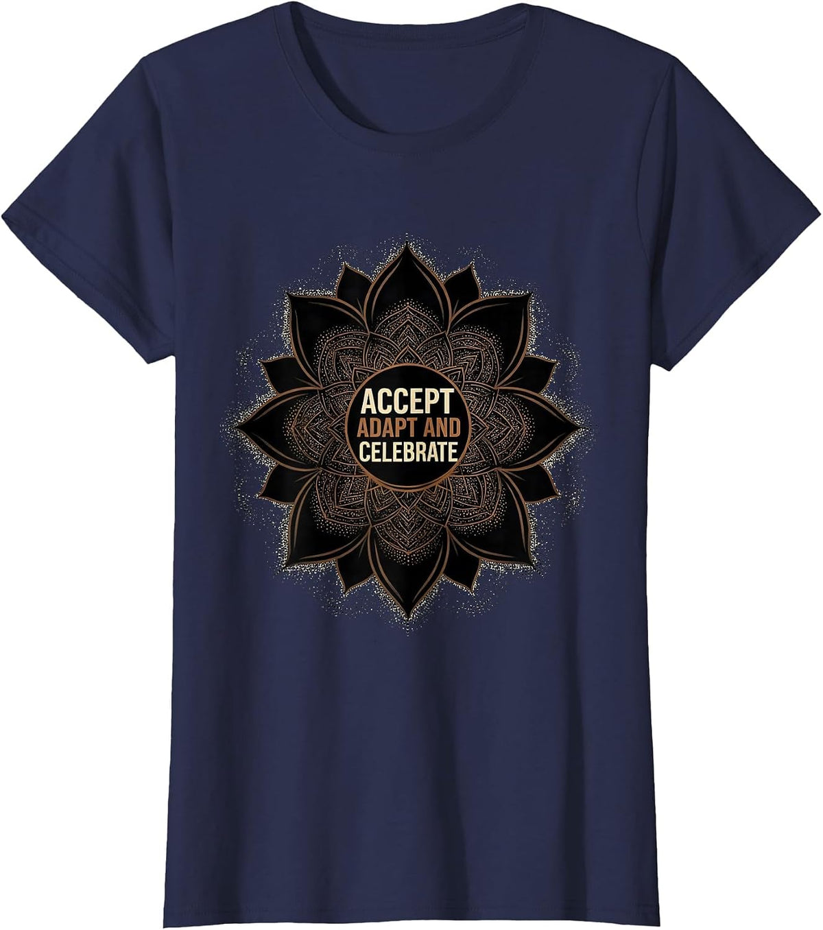 Women's Accept Adapt and Celebrate Autism Awareness Design T-Shirt - Navy Blue