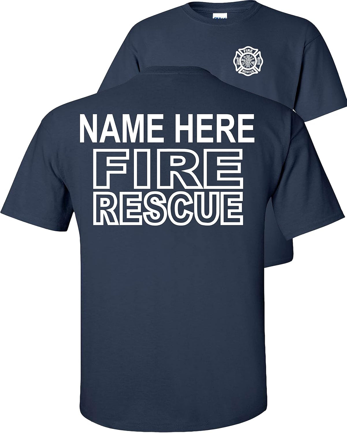 FAIR GAME Custom Fire Rescue T-Shirt Personalized - Navy Blue